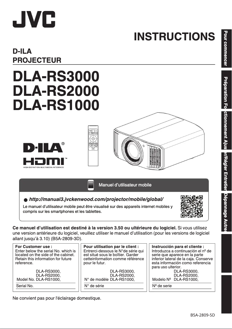 Page n°1 - Manuel utilisateur JVC DLA-RS3000