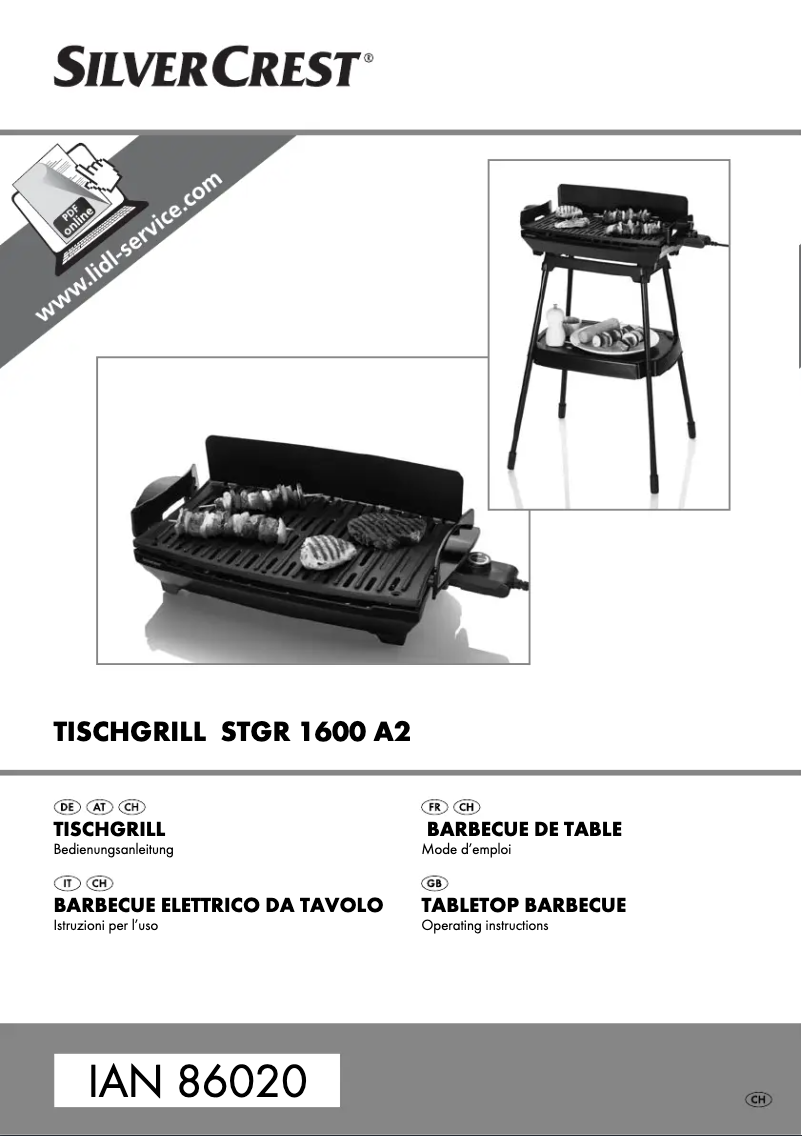 Page n°1 - Manuel utilisateur SilverCrest STGR 1600 A