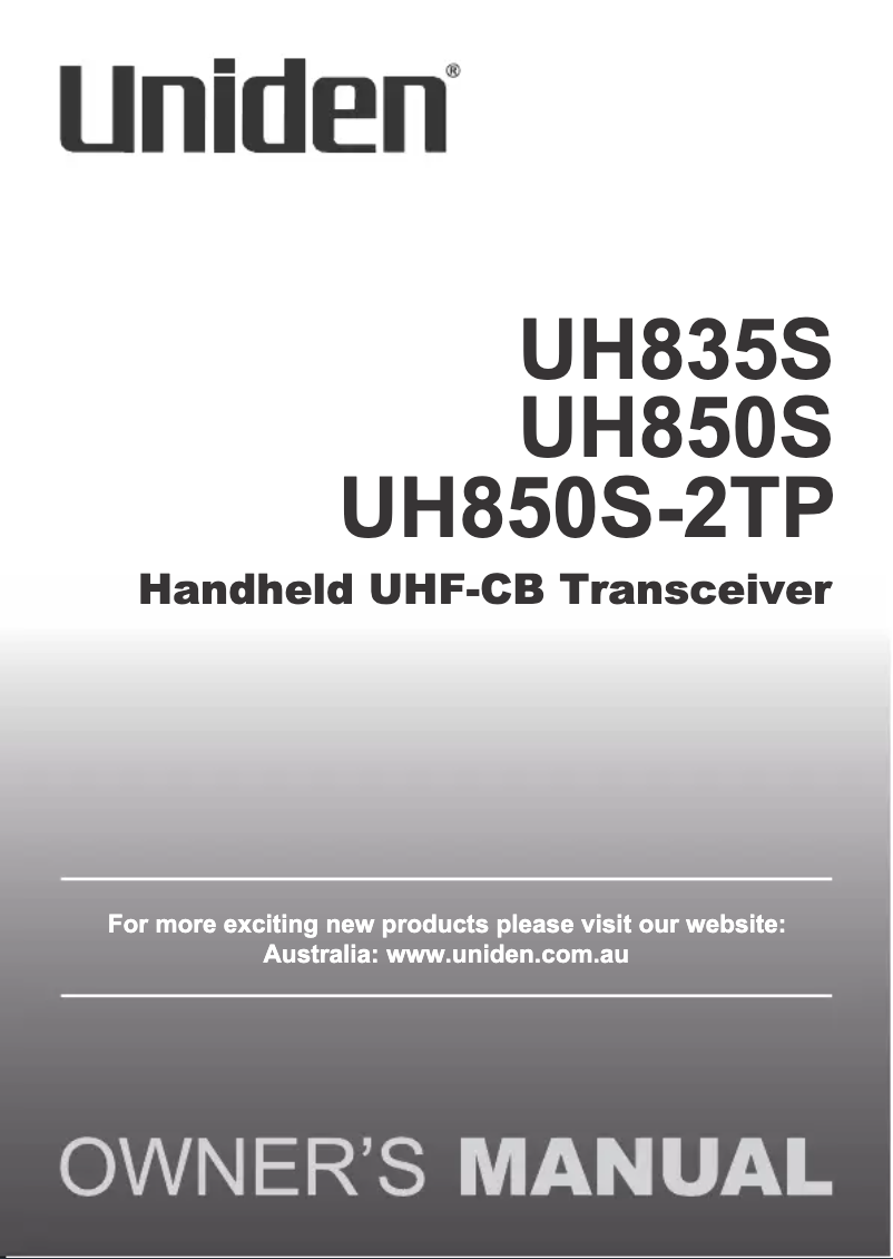 Image de la première page du manuel de l'appareil UH835S