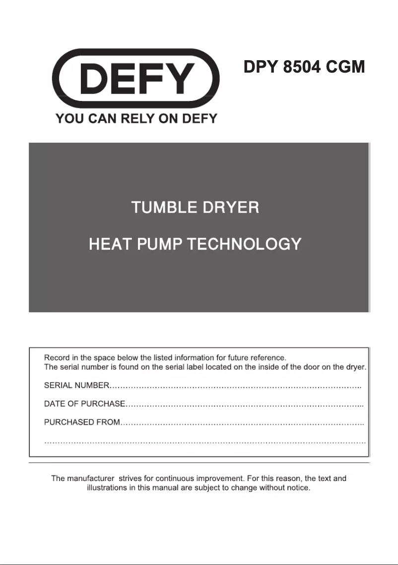 Page 1 de la notice Manuel utilisateur Defy DPY 8504 CGM