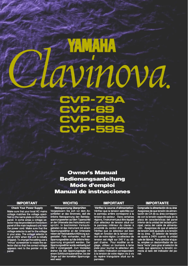 Page 1 de la notice Manuel utilisateur Yamaha Clavinova CVP-69