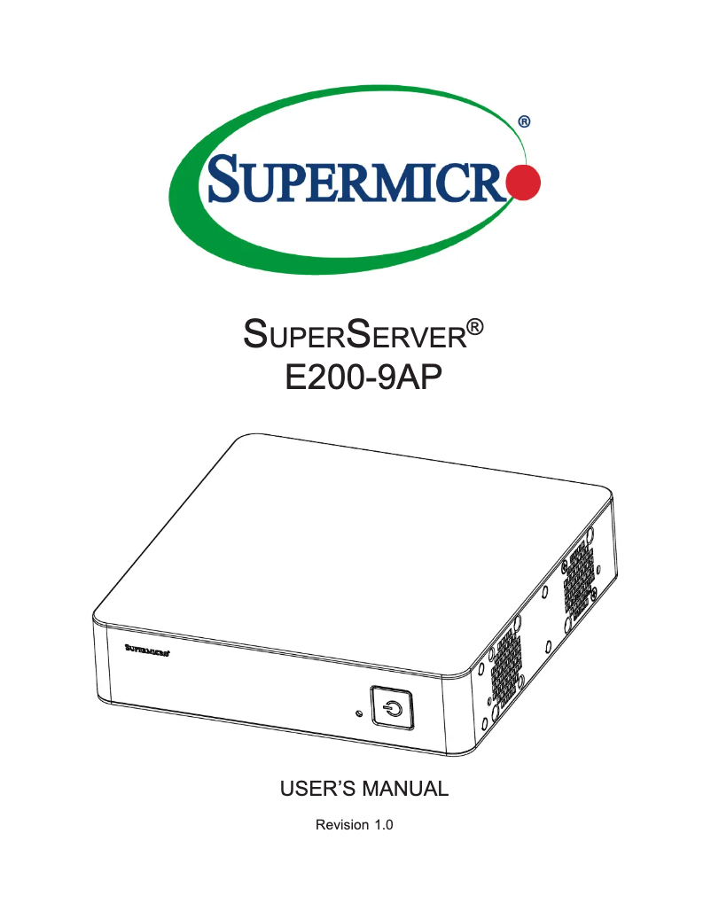 Page 1 de la notice Manuel utilisateur Supermicro SuperServer E200-9AP