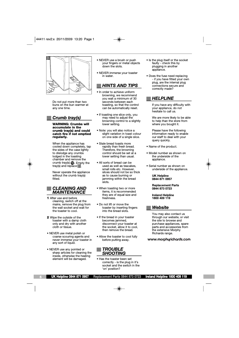 Page 1 de la notice Manuel utilisateur Morphy Richards Beech