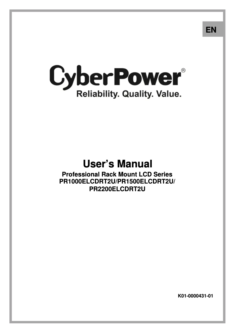Page 1 de la notice Manuel utilisateur CyberPower PR1500ELCDRT2U