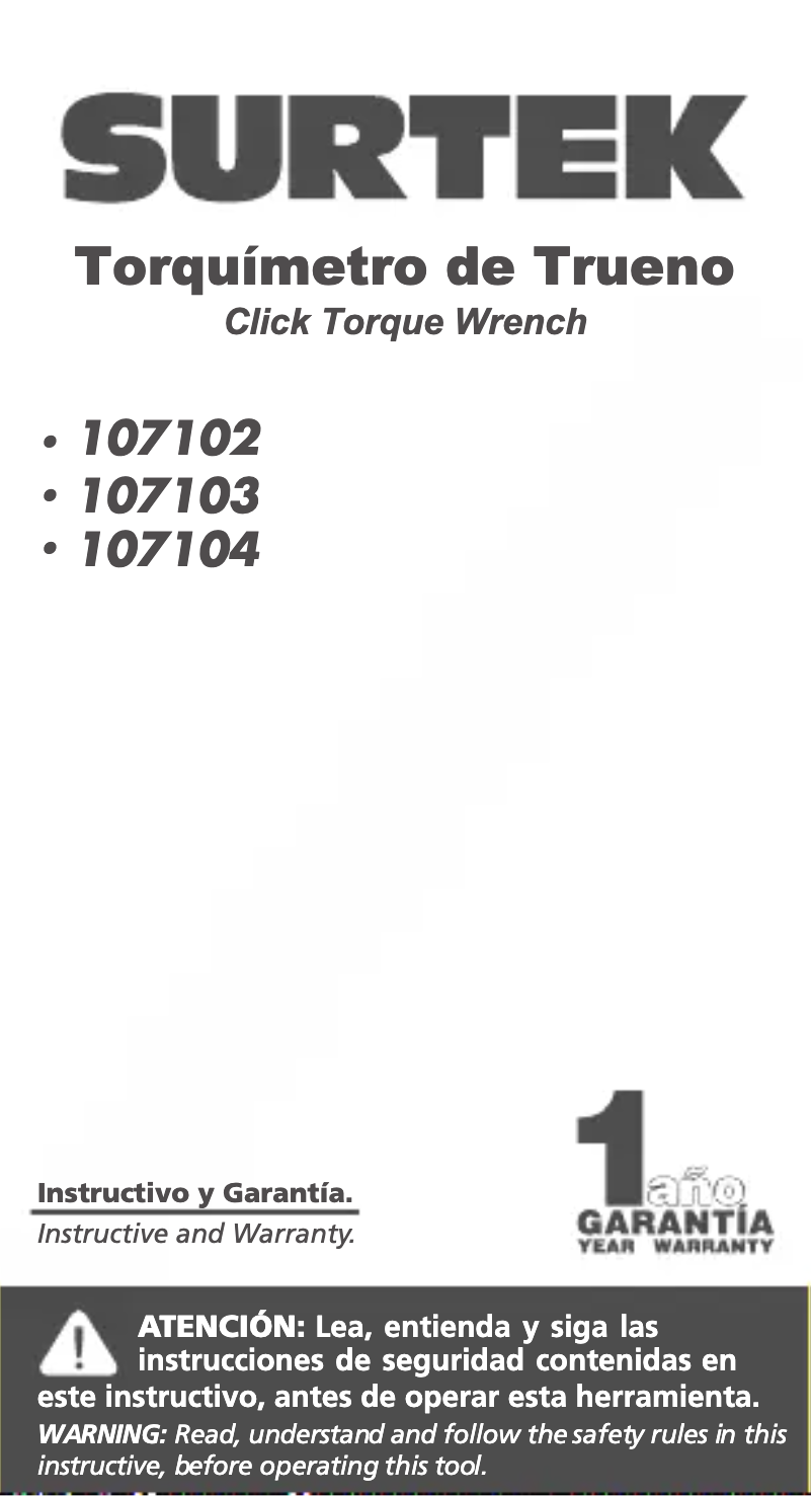 Page 1 de la notice Manuel utilisateur Urrea 107104