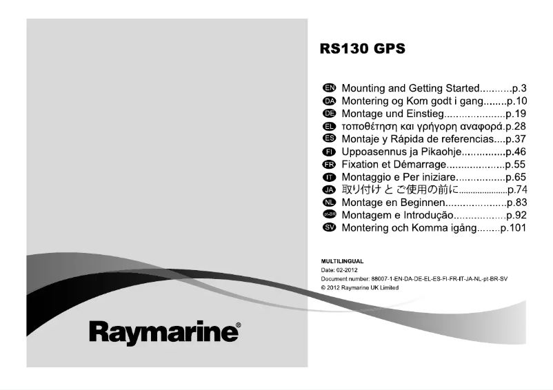 Page n°1 - Manuel utilisateur Raymarine RS130 GPS