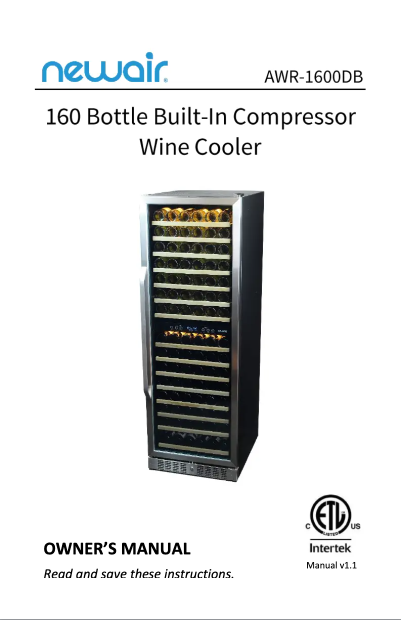 Page 1 de la notice Manuel utilisateur NewAir AWR-1600DB