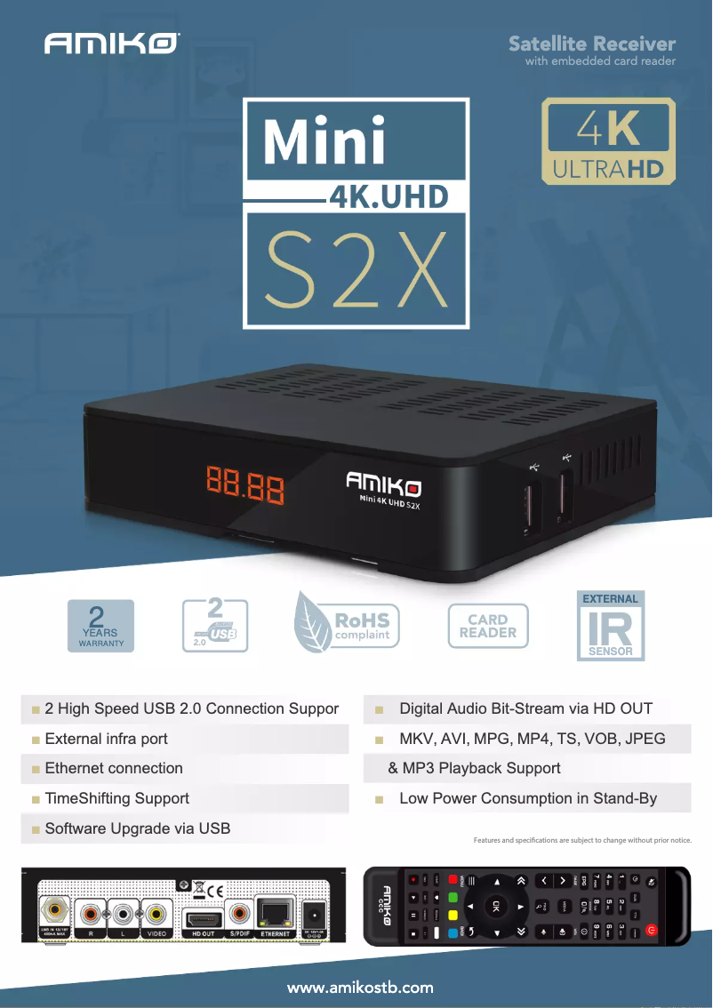 Page 1 de la notice Manuel utilisateur Amiko Mini 4K UHD S2X