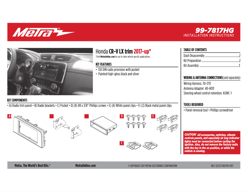Page n°1 - Mode d'emploi Metra 99-7817HG