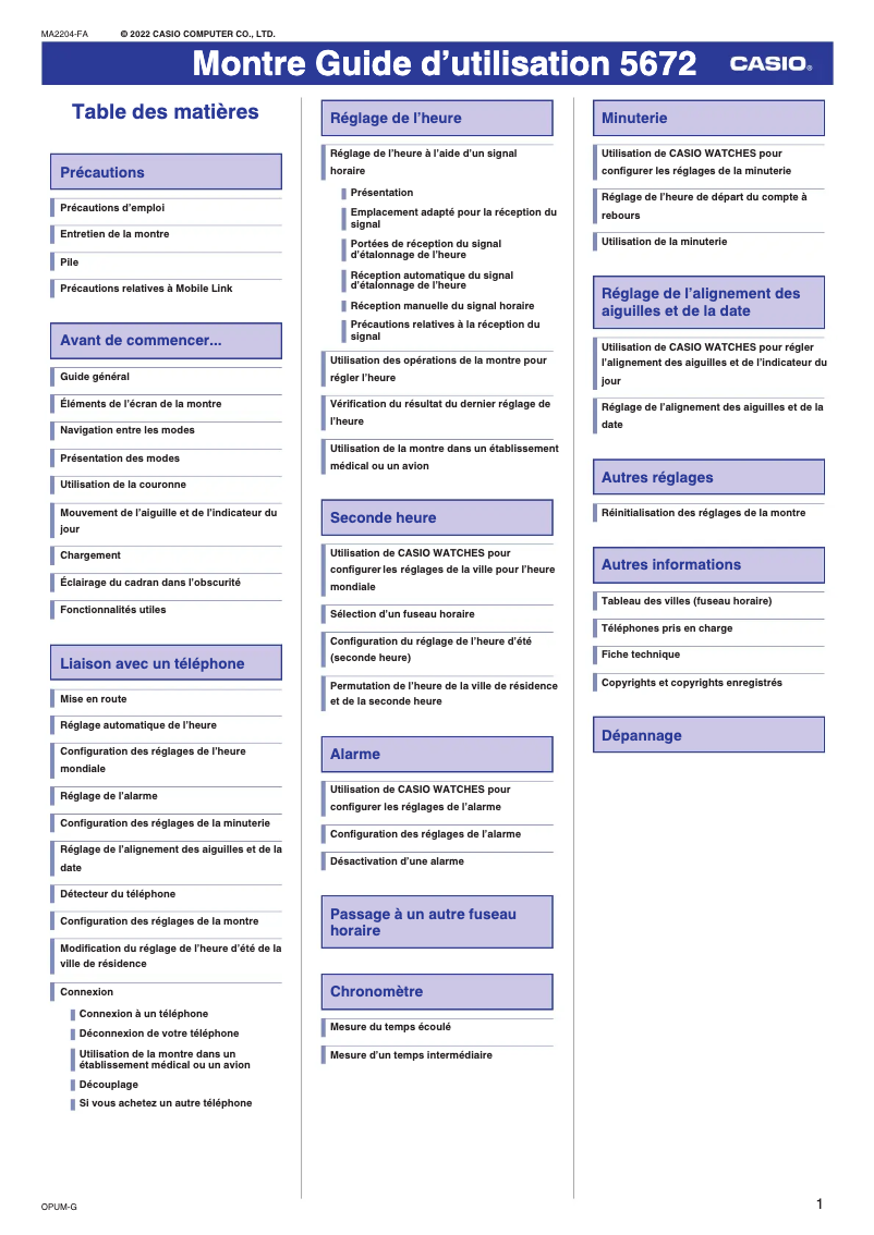 Image de la première page du manuel de l'appareil G-Shock MTG-B3000