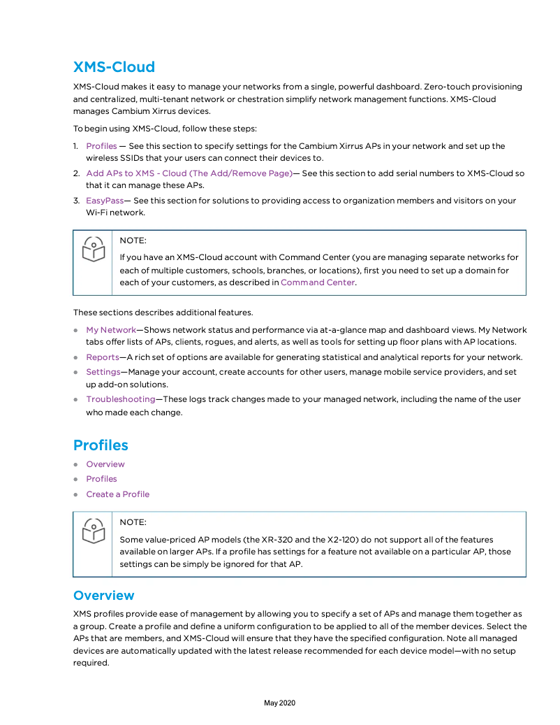 Page n°1 - Manuel utilisateur Cambium Networks XMS Cloud