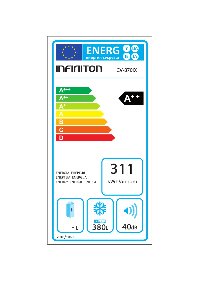 Page 1 de la notice Label énergétique Infiniton CV-870IX