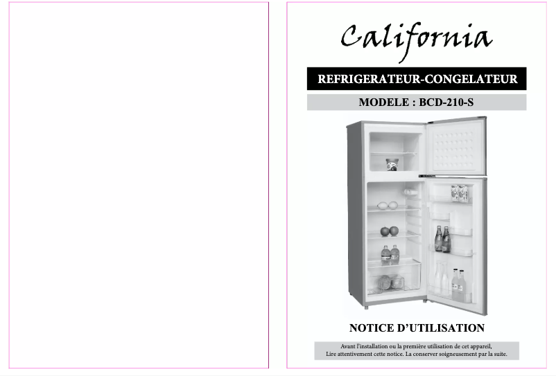 Page n°1 - Manuel utilisateur California BCD-210-S
