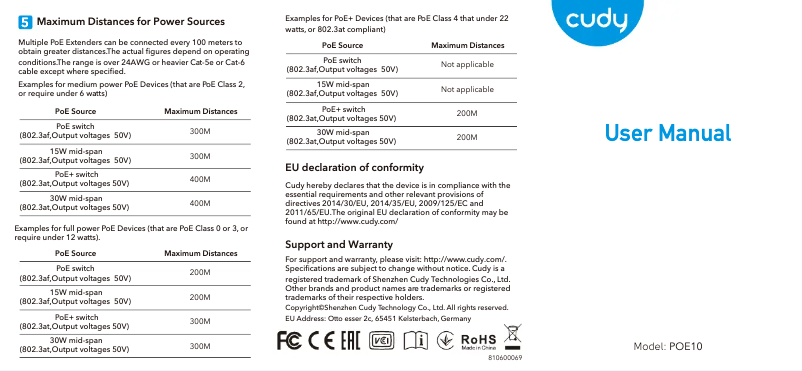 Image de la première page du manuel de l'appareil POE10