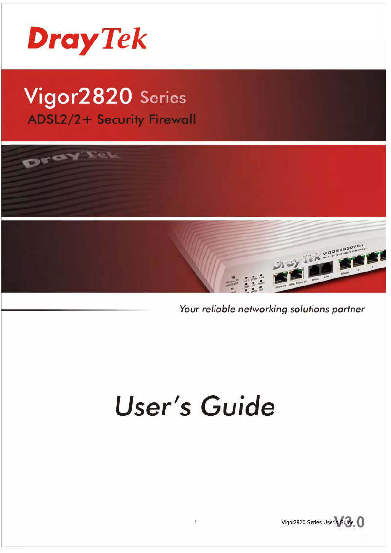 Page 1 de la notice Manuel utilisateur Draytek Vigor 2820VSn