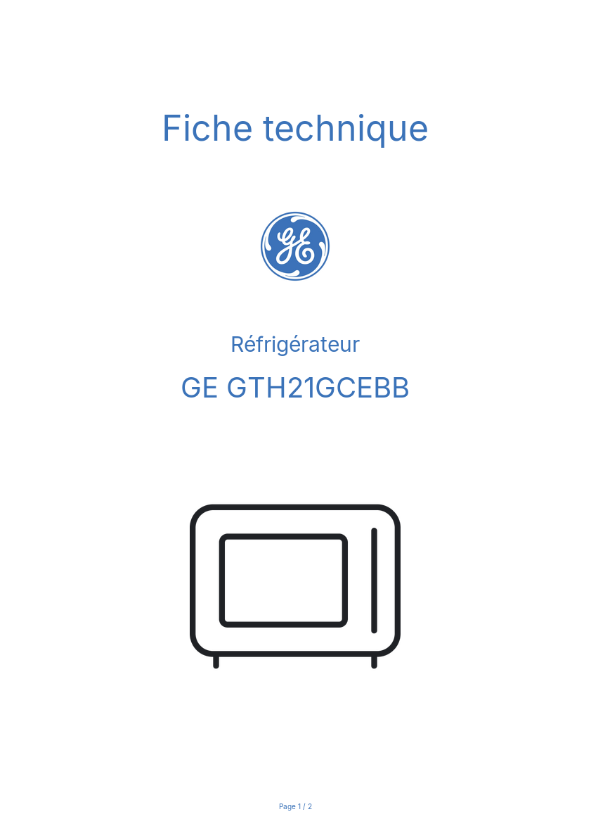 Image de la première page du manuel de l'appareil GTH21GCEBB