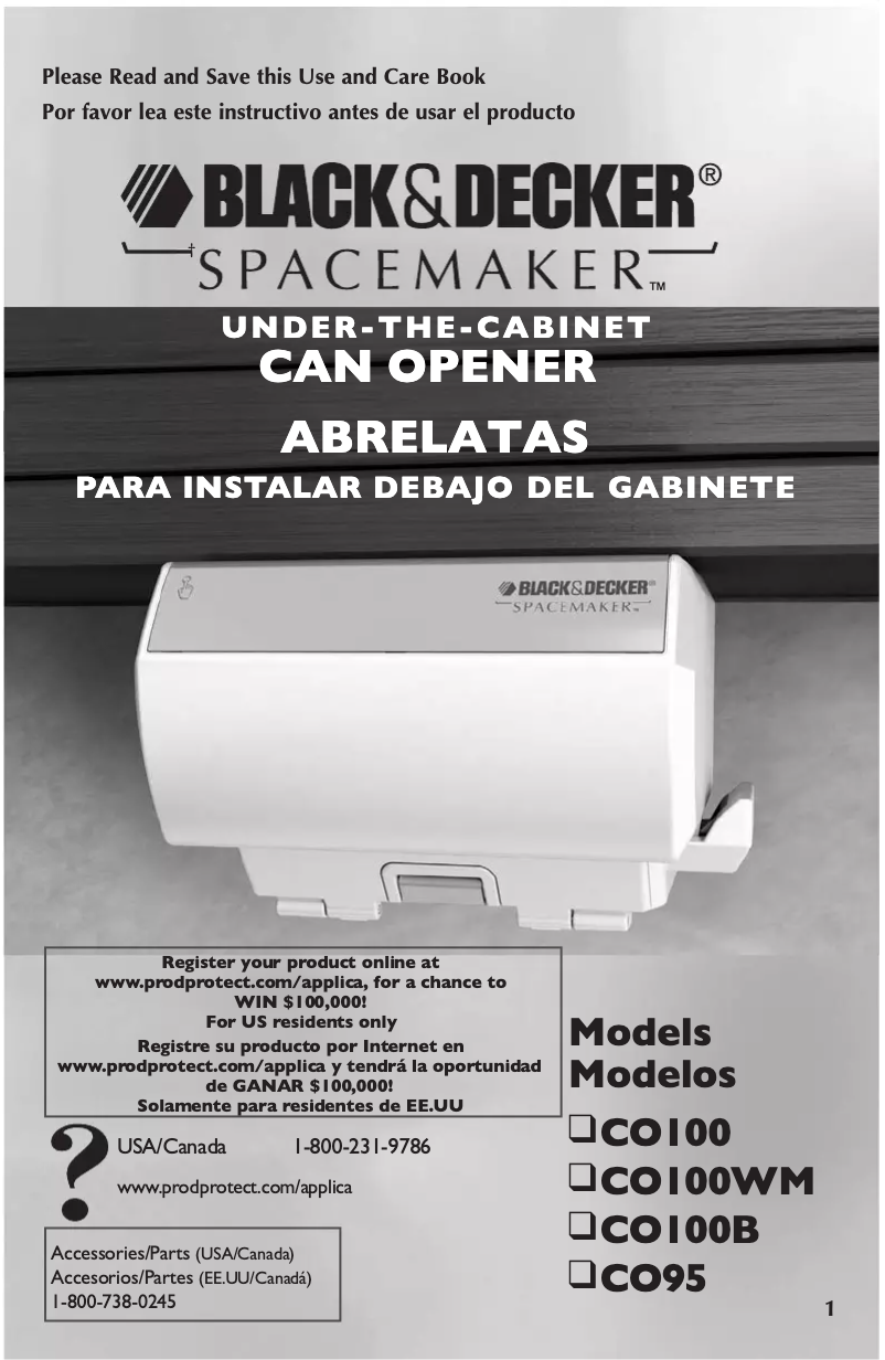 Page n°1 - Manuel utilisateur Applica SpaceMaker CO100B