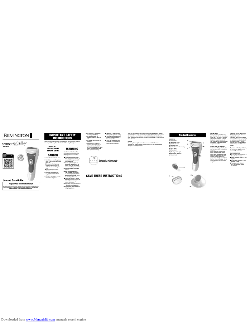 Page 1 de la notice Manuel utilisateur Remington WDF-4820
