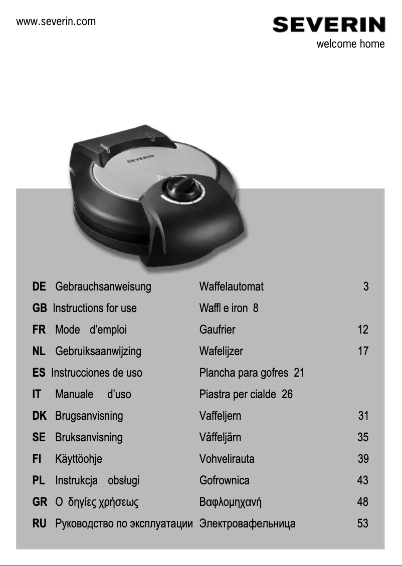 Page 1 de la notice Manuel utilisateur Severin WA 2103