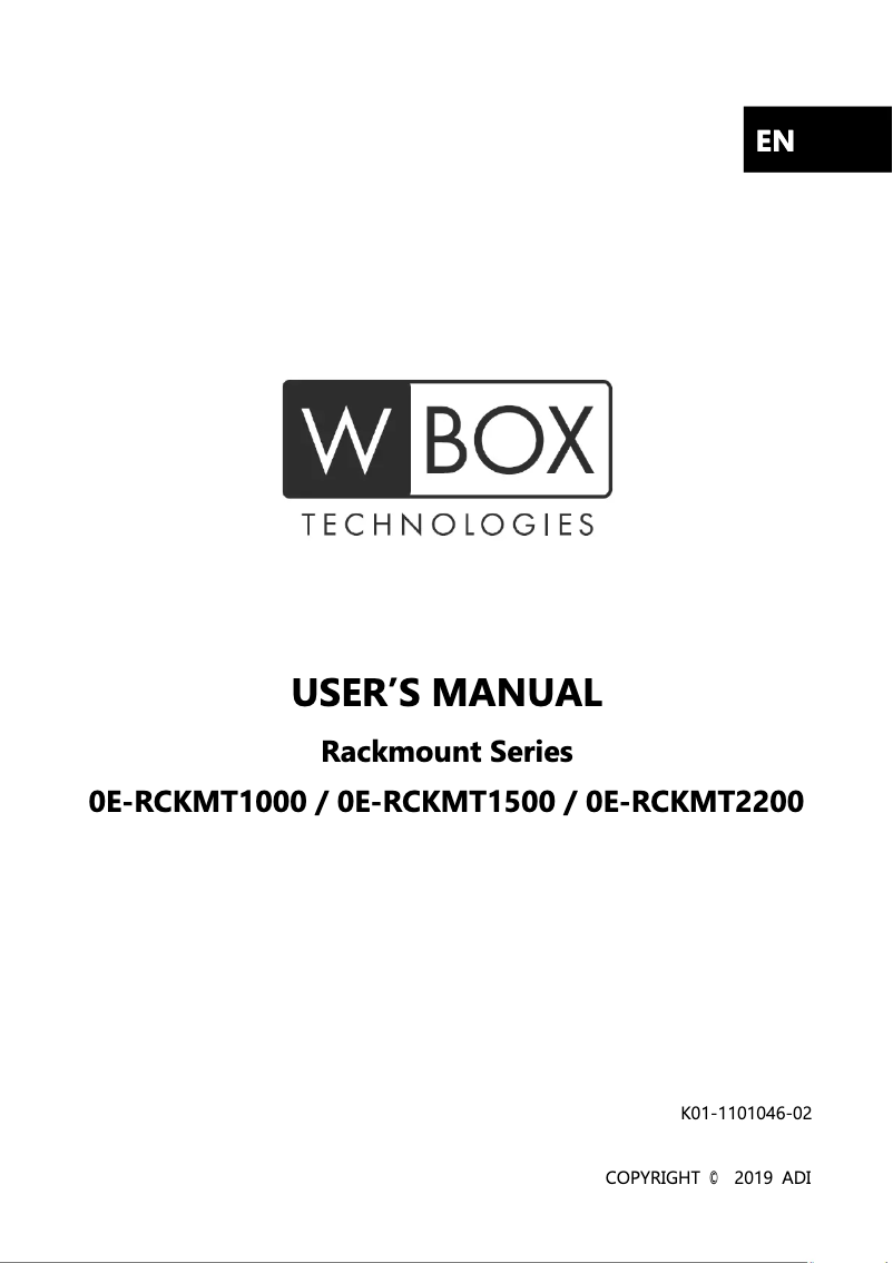 Page 1 de la notice Manuel utilisateur W Box 0E-RCKMT2200