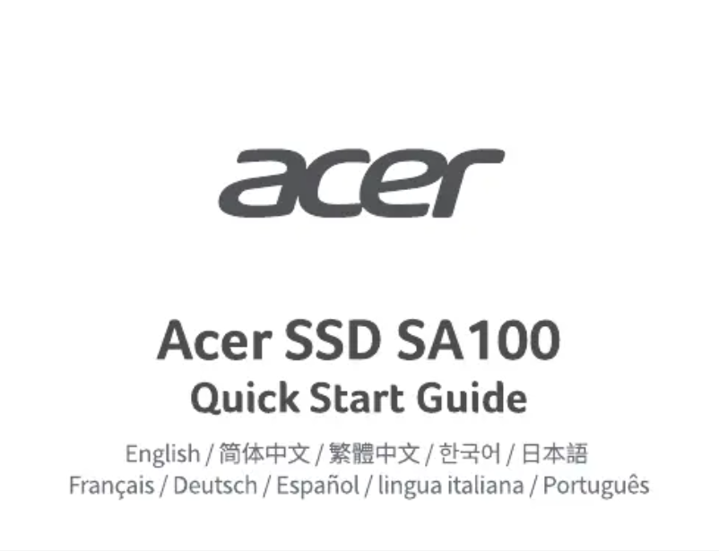 Page 1 de la notice Manuel utilisateur Acer SA100