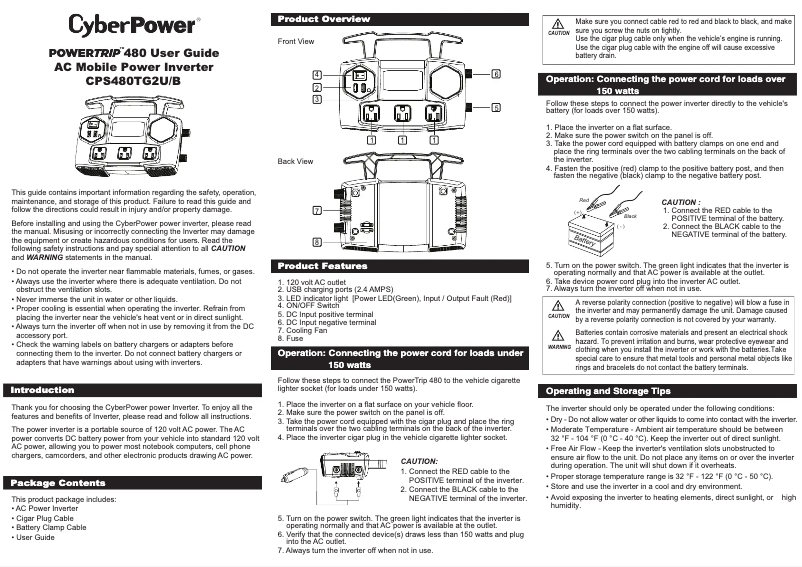 Imagen de la primera página del manual del dispositivo CPS480TG2UB