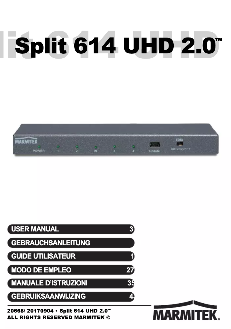Page 1 de la notice Manuel utilisateur Marmitek Split 614 UHD 2.0