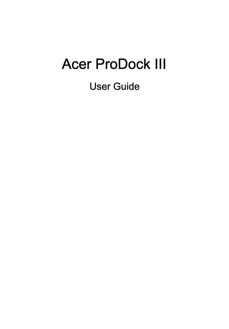 Page 1 de la notice Manuel utilisateur Acer ProDock III
