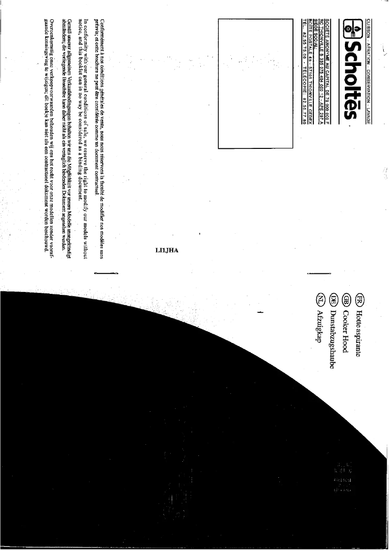 Page 1 de la notice Manuel utilisateur Scholtès HD 519