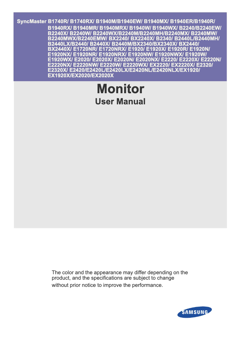 Page 1 de la notice Manuel utilisateur Samsung SyncMaster B1940EW