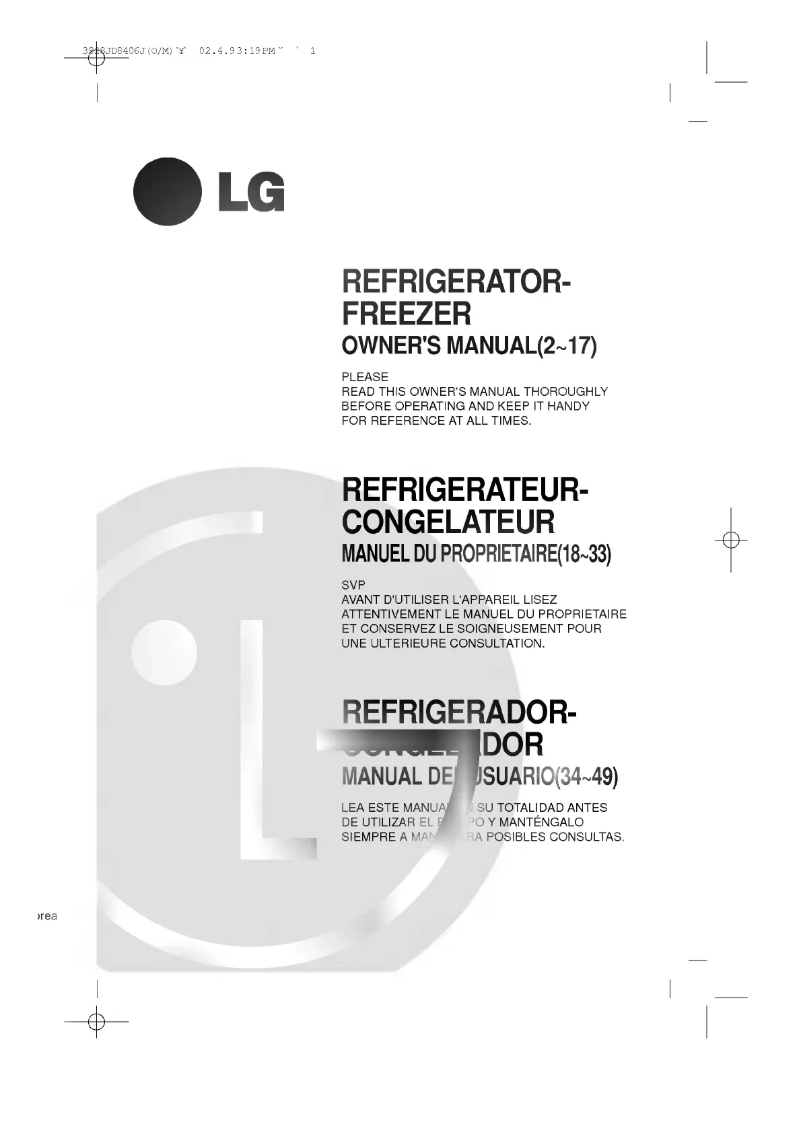 Page 1 de la notice Manuel utilisateur LG GR-642AVP