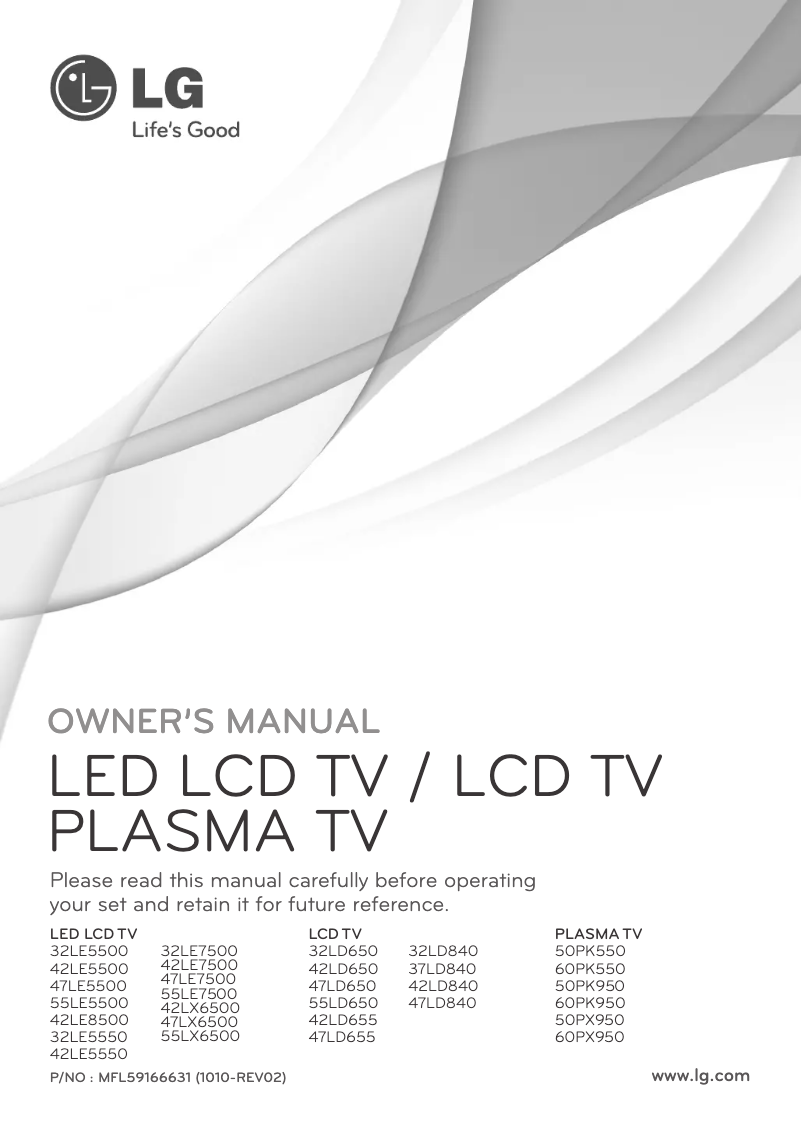 Page n°1 - Manuel utilisateur LG 32LE5550