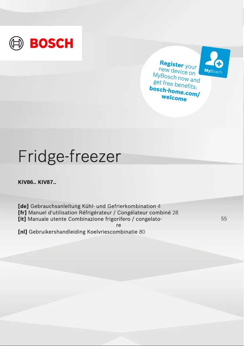 Page 1 of the manual User Manual Bosch KIV86NSE0