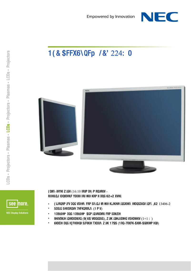 Página 1 del manual Ficha técnica NEC AccuSync LCD224WM