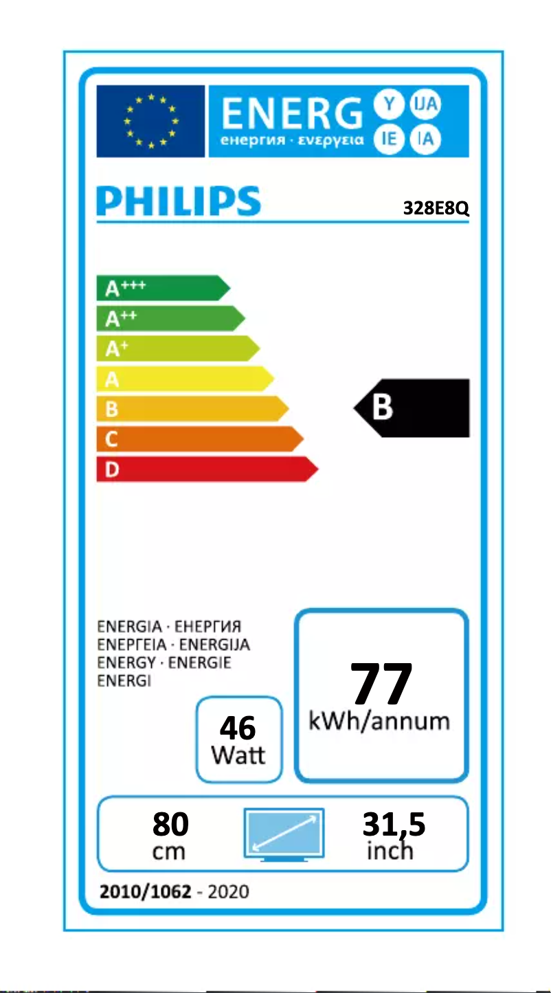 Página 1 del manual Etiqueta energética Philips E Line 328E8QJAB5