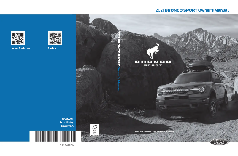 Page 1 de la notice Manuel utilisateur Ford Bronco Sport (2021)