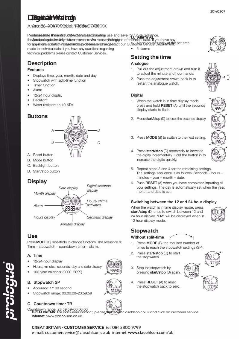 Page n°1 - Manuel utilisateur Prologue YPO8407