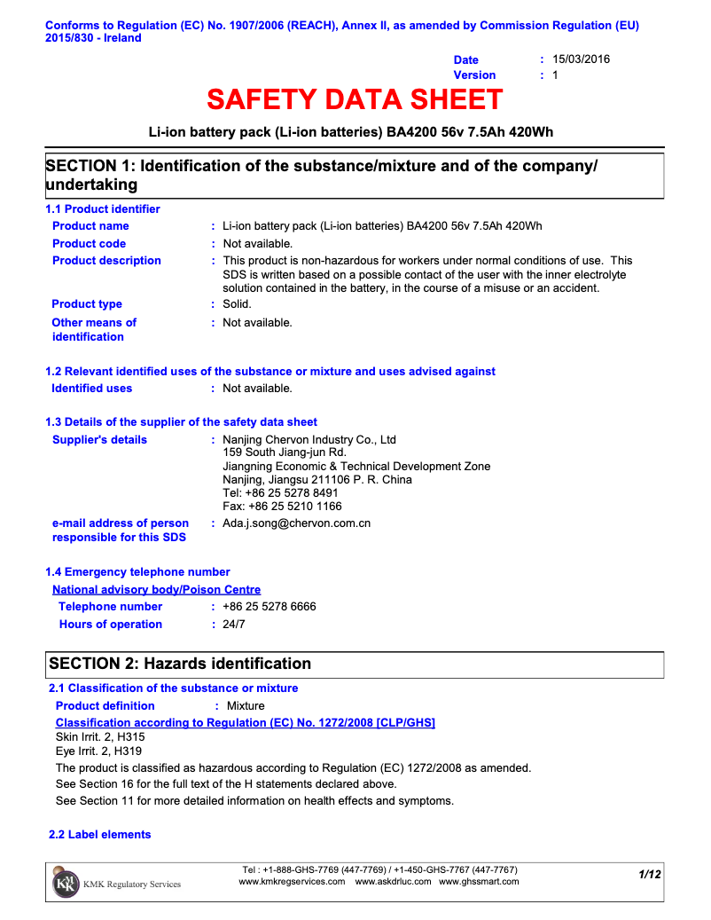 Page 1 de la notice Instructions de sécurité EGO BA4200