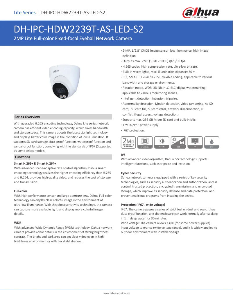 Image de la première page du manuel de l'appareil IPC-HDW2239T-AS-LED-S2