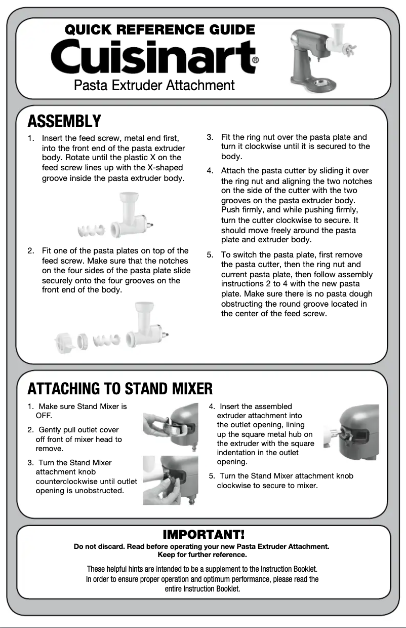 Page 1 de la notice Manuel utilisateur Cuisinart PE-50