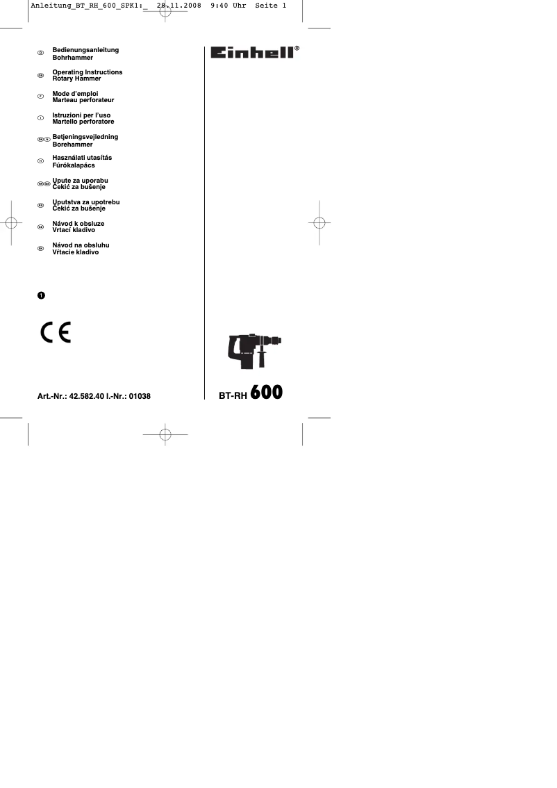 Page n°1 - Mode d'emploi Einhell BT-RH 600