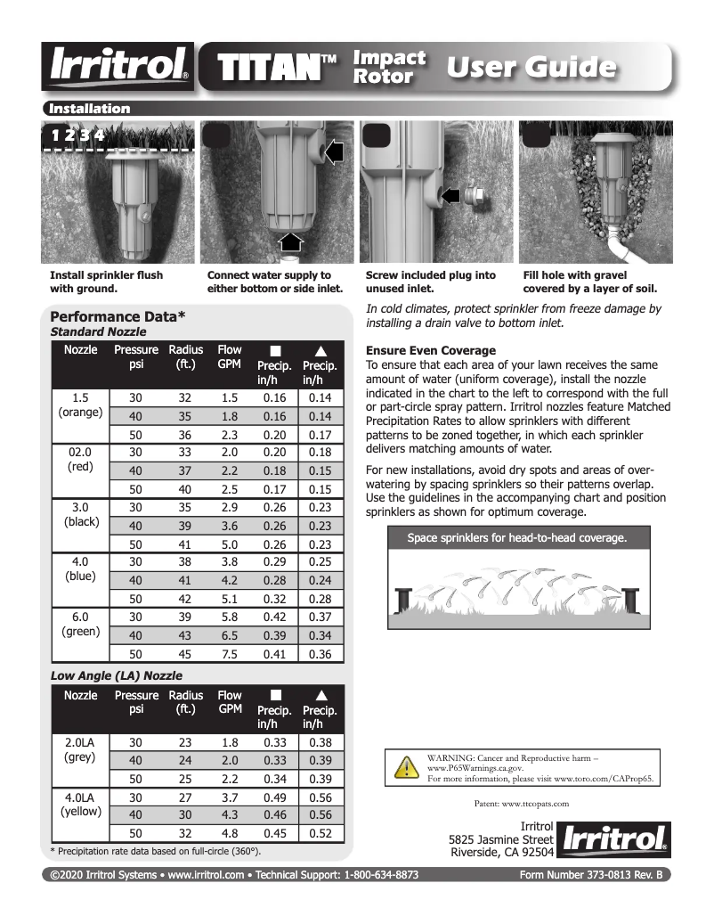 Page 1 de la notice Manuel utilisateur Irritrol Titan
