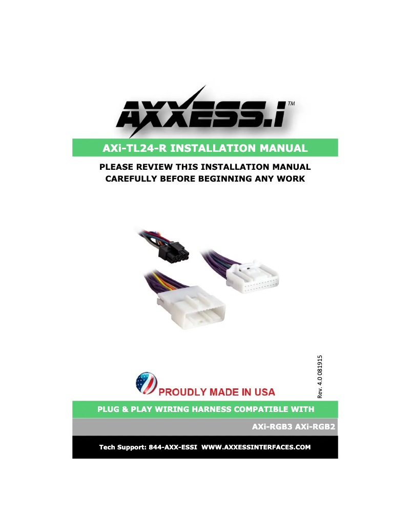 Image de la première page du manuel de l'appareil AXI-TL24-R