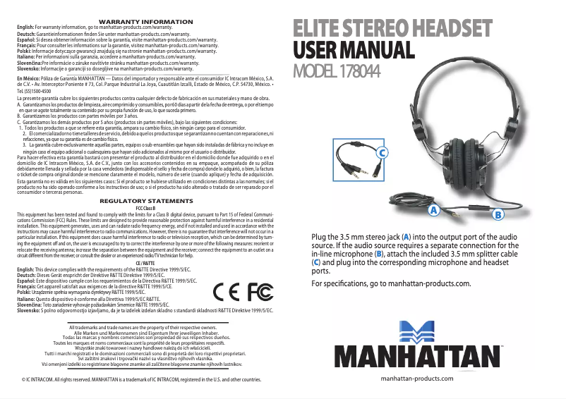Page n°1 - Manuel utilisateur Manhattan Elite 178044