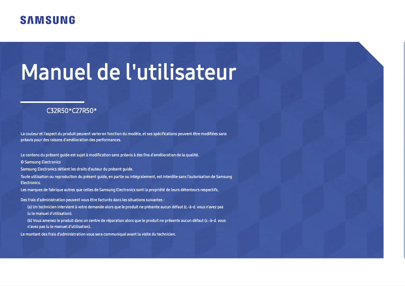 Page 1 de la notice Manuel utilisateur Samsung C27R502FHR