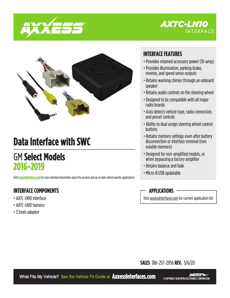 Page 1 de la notice Fiche technique AXESS AXTC-LN10