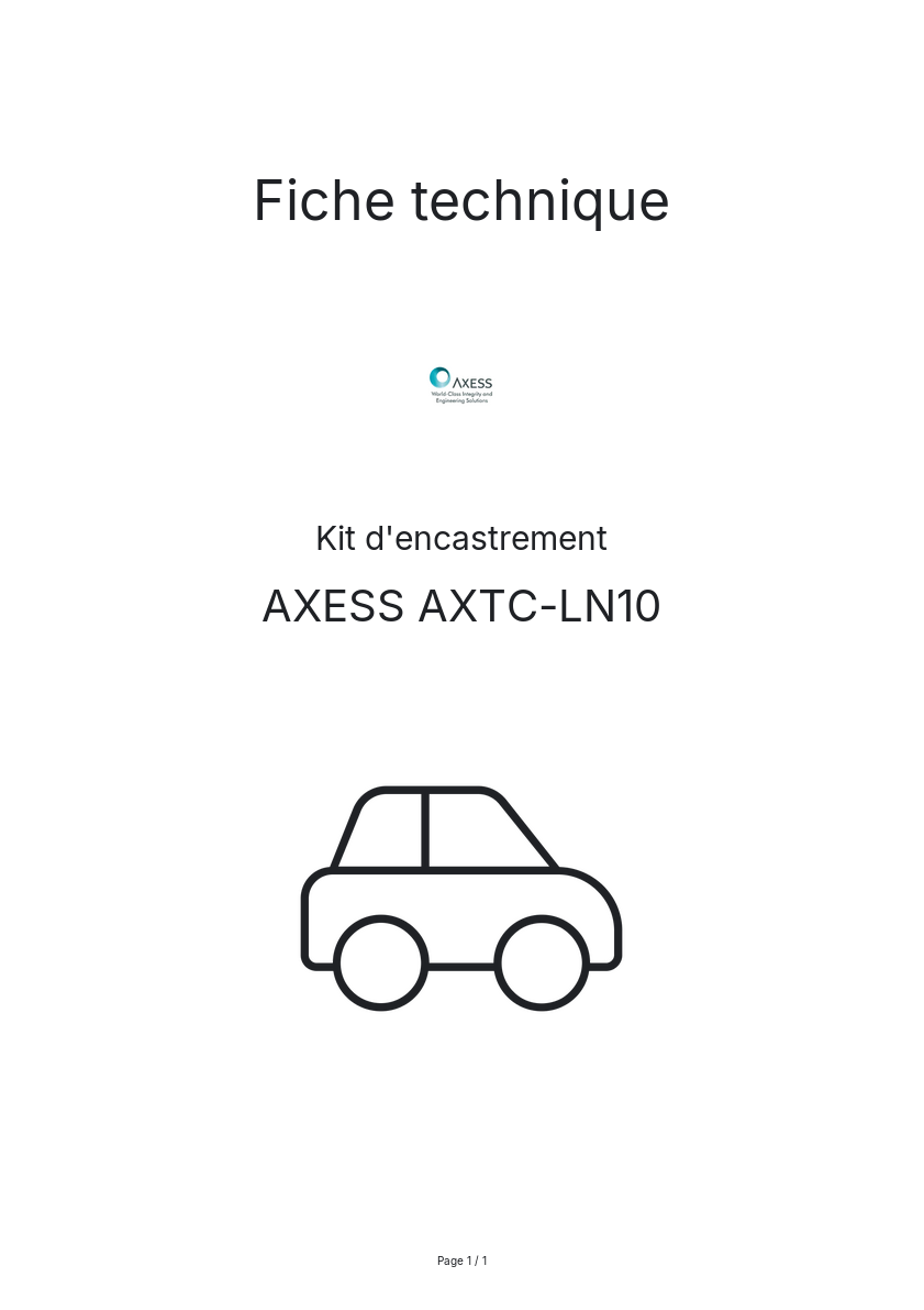 Image de la première page du manuel de l'appareil AXTC-LN10