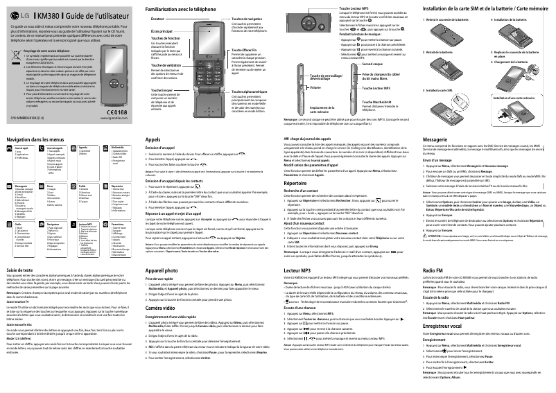 Page 1 de la notice Manuel utilisateur LG KM380