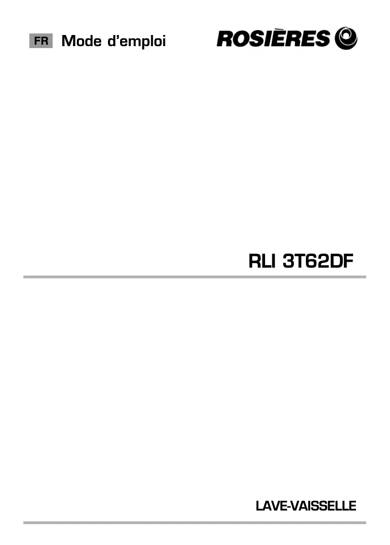 Image de la première page du manuel de l'appareil RLI 3T62DF