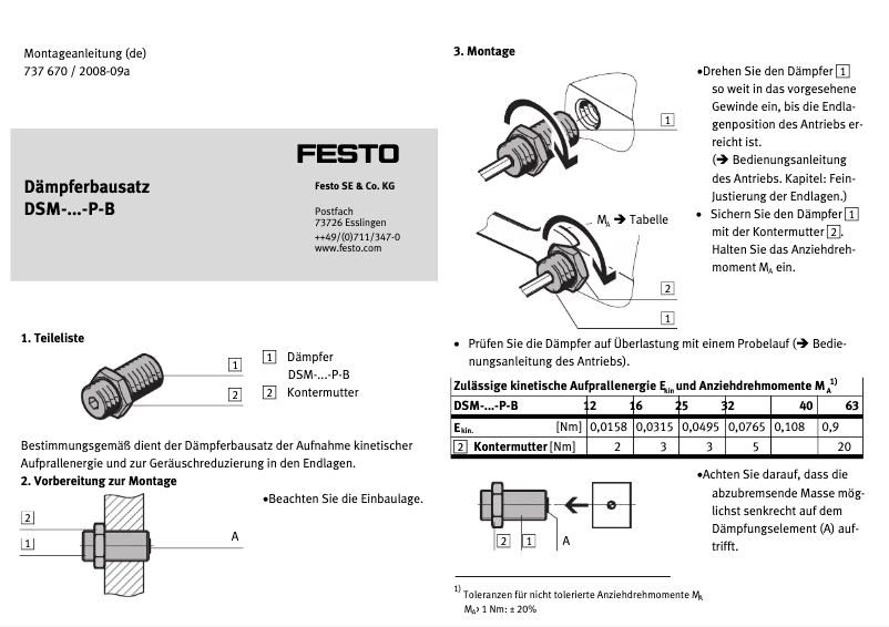 Page 1 de la notice Manuel utilisateur Festo DSM-12-P-B